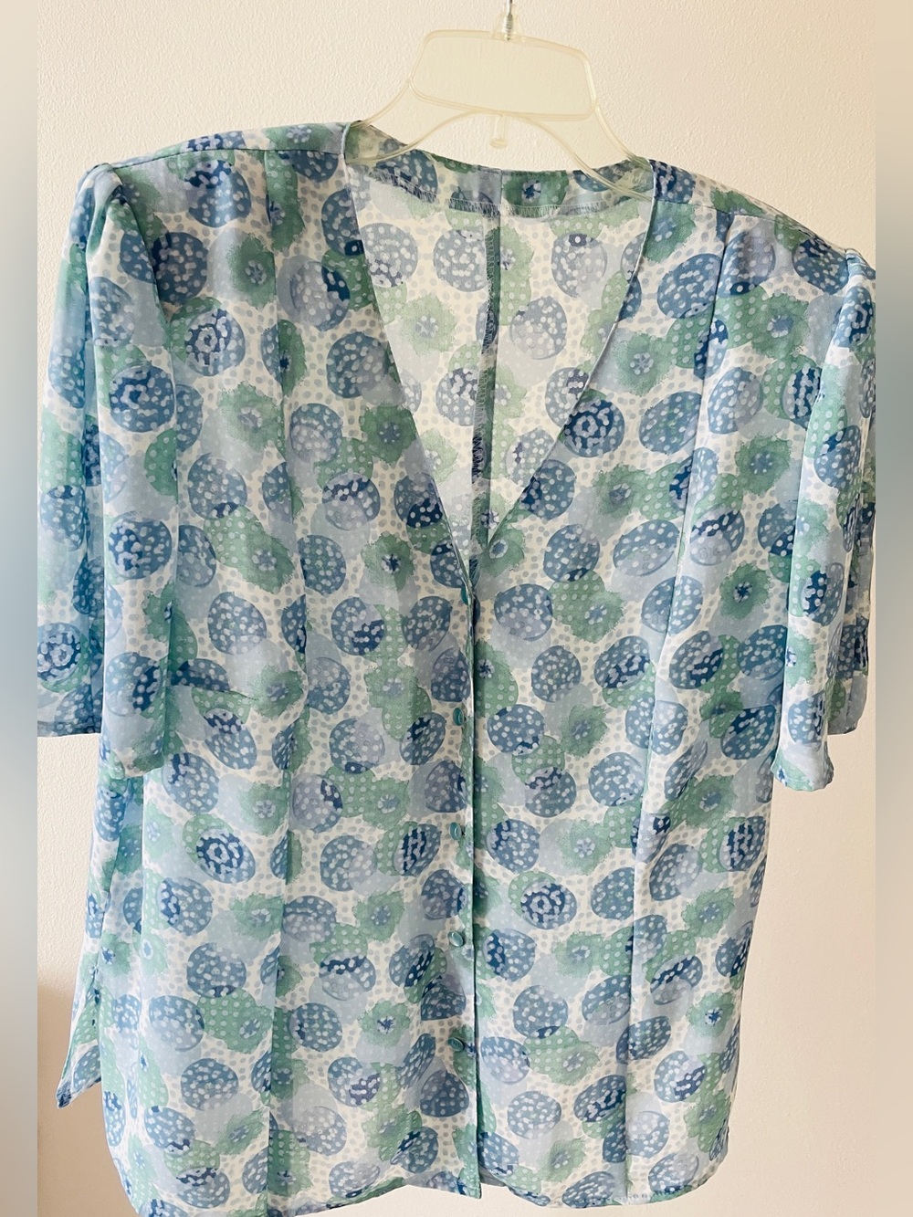 Women’s Two Piece Light Blue & Green Printed Top and Flowy Skirt Set XXL - Picture 4 of 6